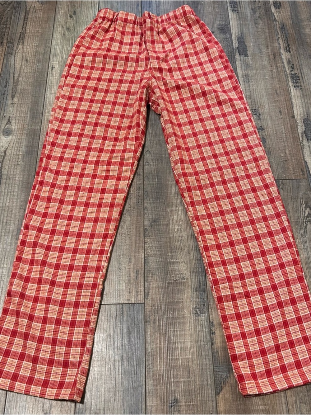 Brandy Melville Women's Juniors‎ XS-S High Rise Elastic  Red Tilden  Plaid Pants